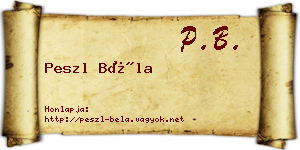 Peszl Béla névjegykártya